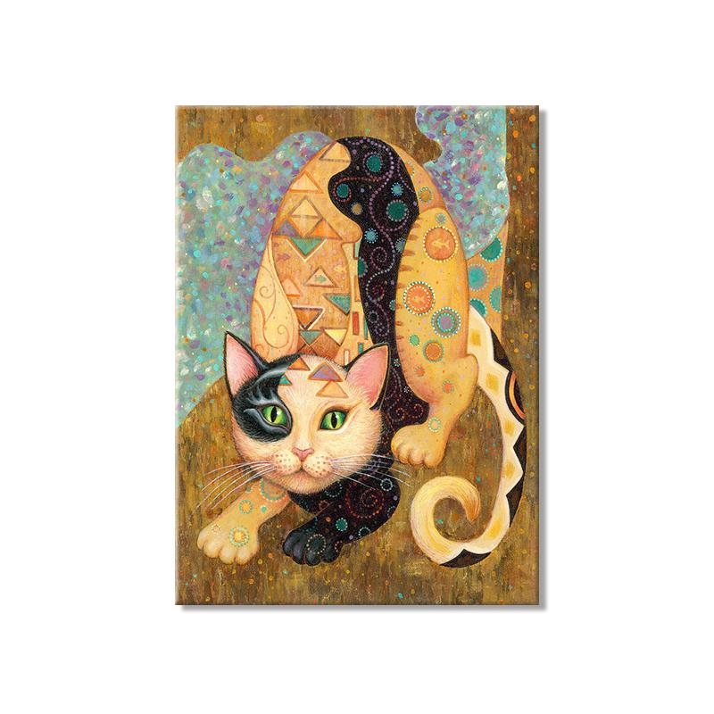 Gustav Klimt Famous Art Works Cat Canvas Posters and Prints Retro Animal Wall Art Pictures for Living Room Kids Room Decoration