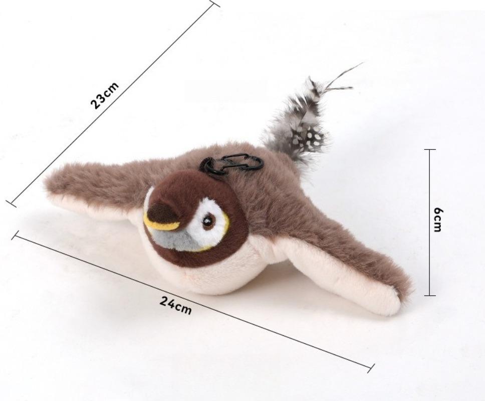 Simulated Bird Squeaky Cat Toy USB Charging Interactive Cats Toy Plush Kitten Toys for Boredom Relief Indoor Entertainment Play