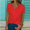 Women's V-neck Tunic Short Sleeve Loose Top T-shirt Plus Stylish Blouse Option