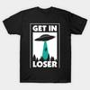Asian Size Men Black Print T-shirt Get In Loser No-Cut Print Cotton Tshirt