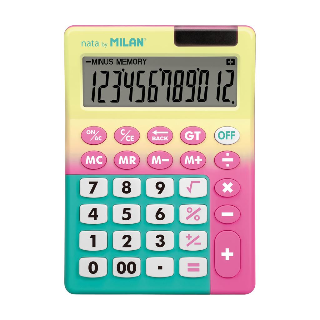 Milan Big Key Yellow MLN151812SNPBL 12-Digit Calculator, & Pink,