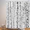 Wathon Birch Trees Shower Curtain Gray Tree Bathroom Decor Winter Birch Forest Bath Curtain Neutral Black and White Bath Set Rustic Winter Forest