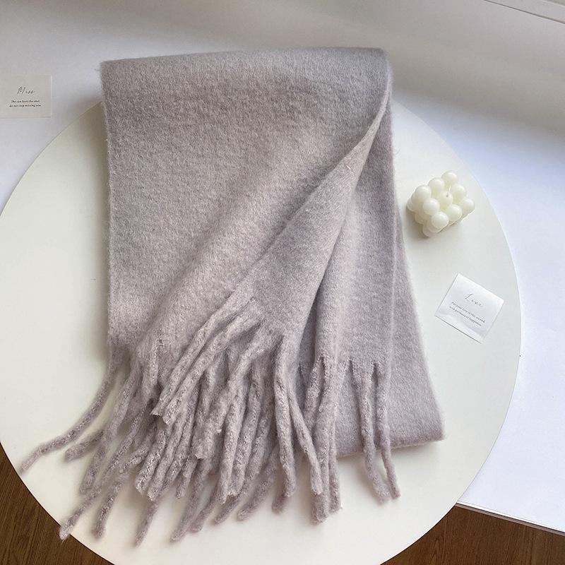 Scarf women's winter versatile enlarged thickened solid color shawl mohair warm scarf