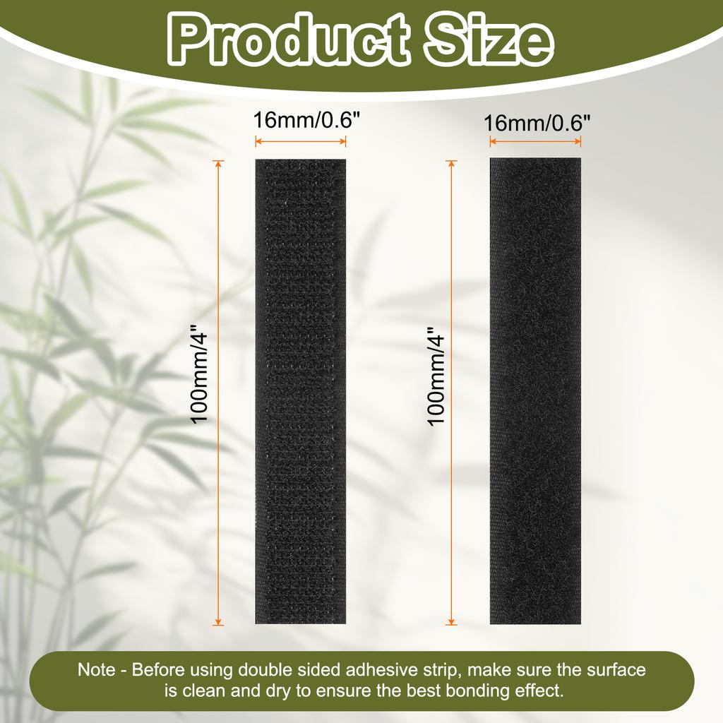 Strong Self-Adhesive Hook and Loop Fastener Tape Rectangle Nylon Sticker Adhesive Tape For Home Office Car DIY Craft Black