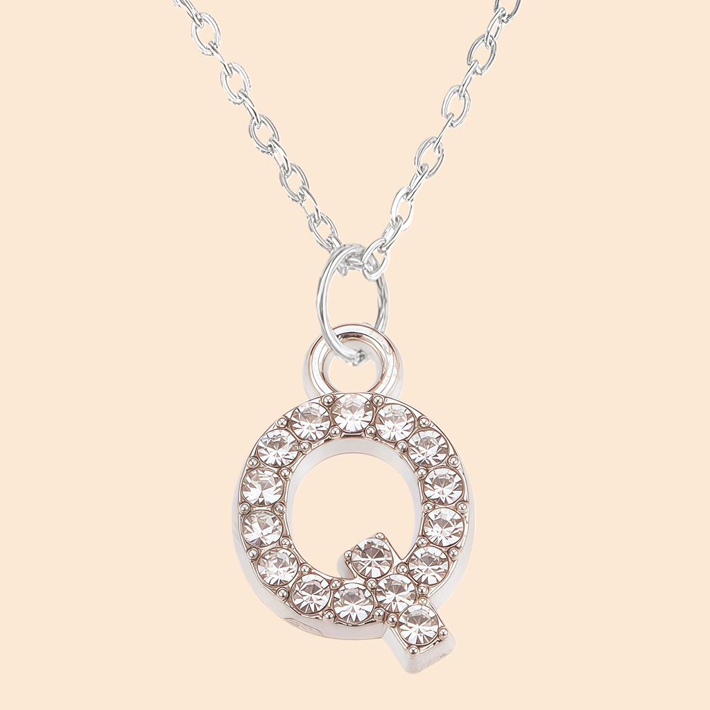 Shining Zircon A-Z Letter Pendant Necklace 26 Initial Alphabet Clavicle Chain For Women Valentine's Day Party Jewelry Gift