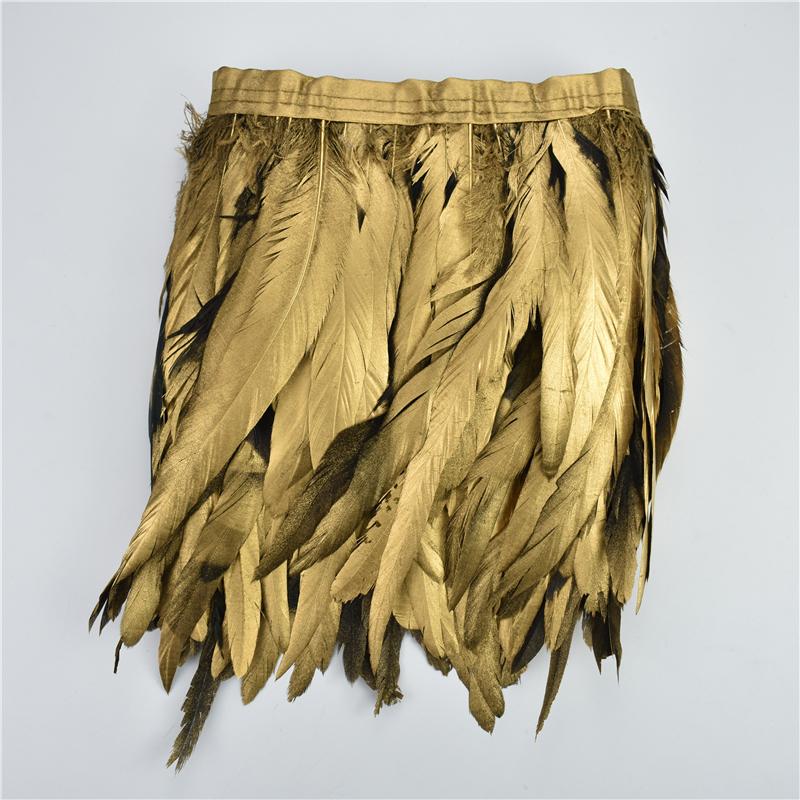 2Meters Colored Rooster Tail Feather Trim Ribbon Tape Black Pheasant Feathers for Crafts Carnival Party Decoration Decorative