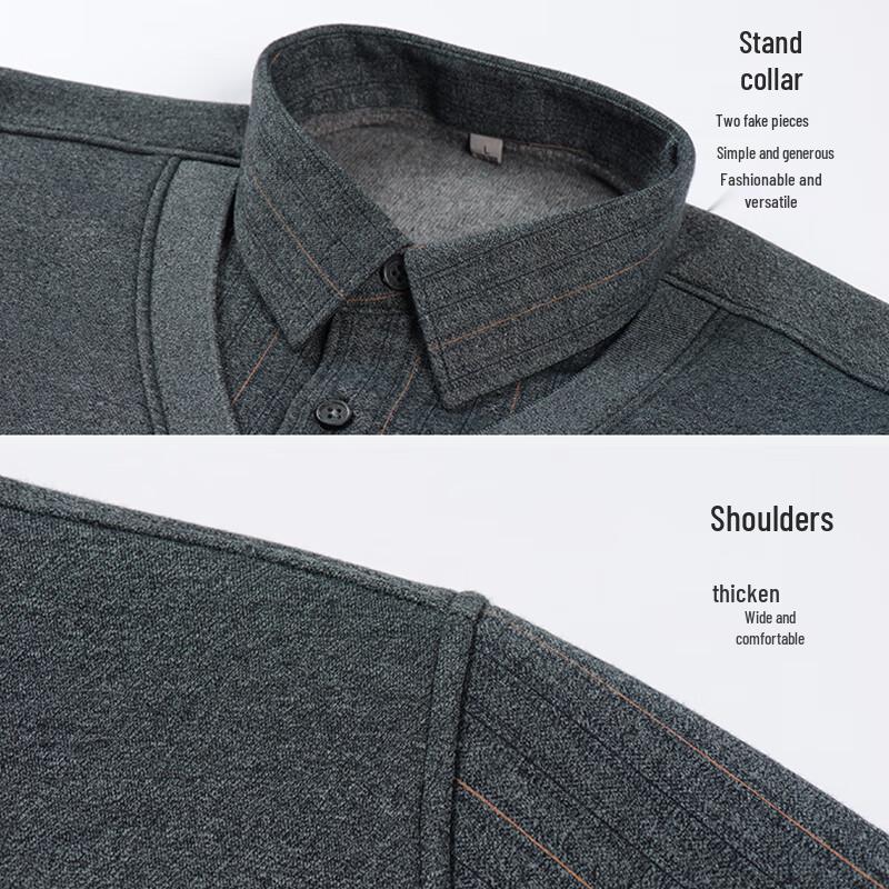 ROMON Men's Fleece Lined Faux Two-Piece Knit Sweater