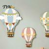 Montessori Early Education Wall Decoration 3Pcs Cute Hot Air Balloon Wooden Decor, Cloud Banner Nursery Pennant Hanging Hanging, Playroom Background