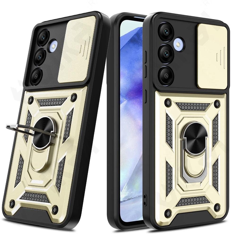 

Бронированный чехол для Samsung S24 S23 S22 Ultra S21 S20 FE Galaxy A55 A15 A54 A35 A14 5G, крышка объектива камеры, кольцо для телефона, подставка, вращающаяся крышка Samsung F12 золотой