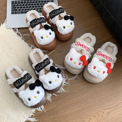 Cute Cartoon Kitten Bag Head Slippers Female Autumn New One-pedal Warm and Comfortable Bag Head Slippers Female