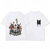 Y2K BTS BT21 Print Casual TShirt Fashion Korean Style Short Sleeve Tee Unisex Couple ParentChild Matching Daily Top