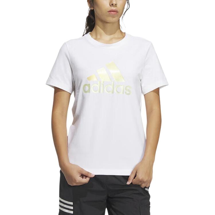 adidas T Shirts Women's White Crew Neck Moderate Straight Fit IM8885