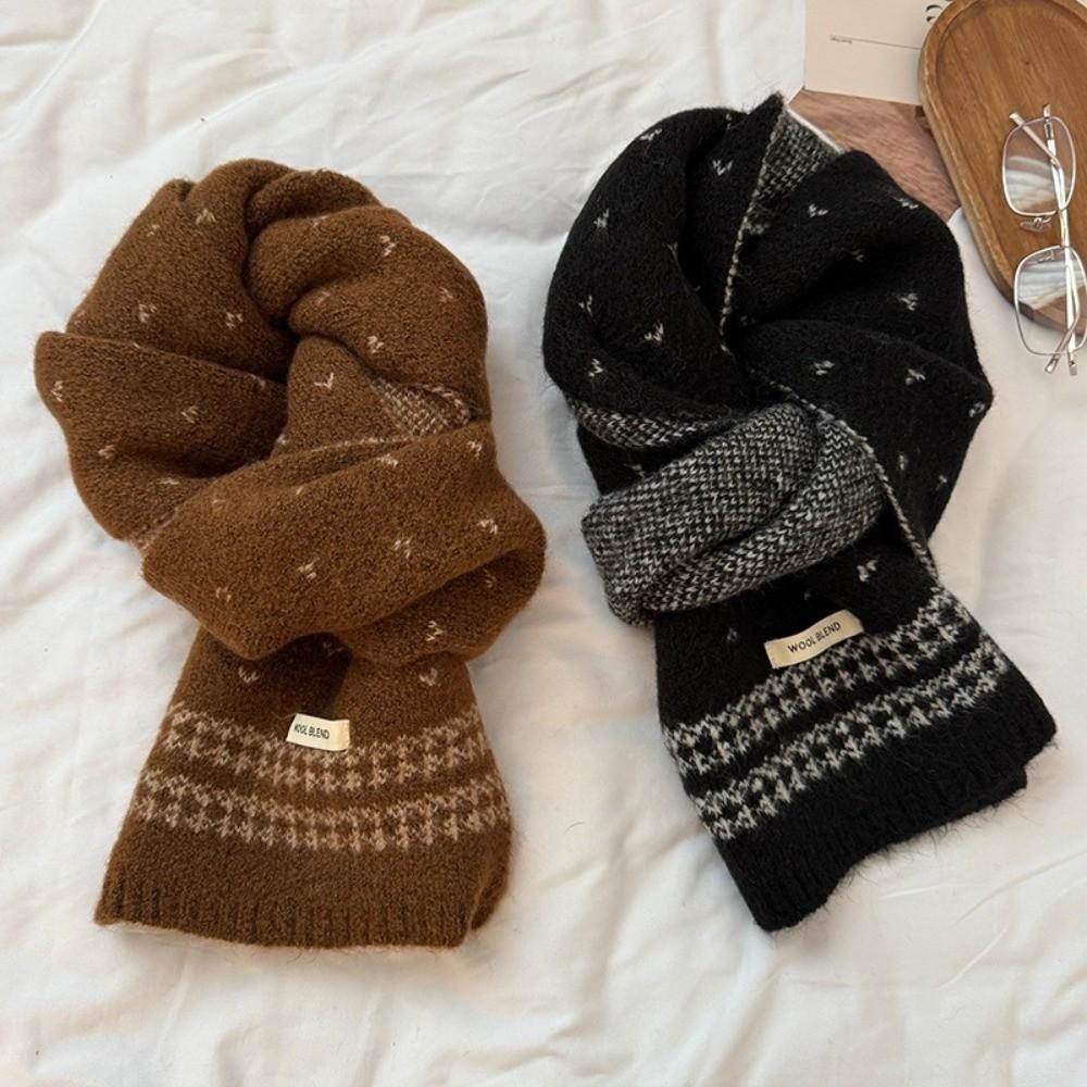 Korean Style Ladies Wool Scarf Retro Winter Scarf Versatile Knitted Scarf