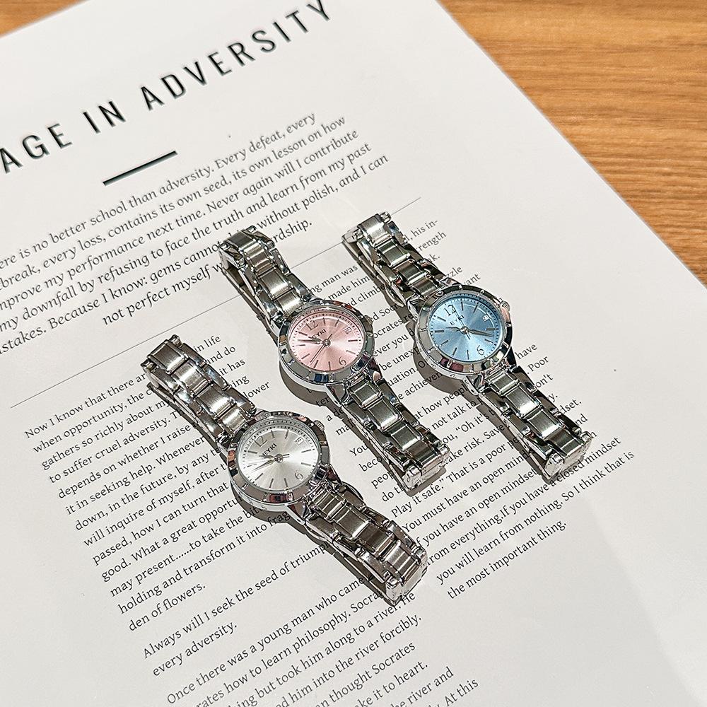 New Student Fashion Temperament Ladies Watch Commuter Strap Calendar Niche Light Luxury Casual Steel Strap Quartz Watch