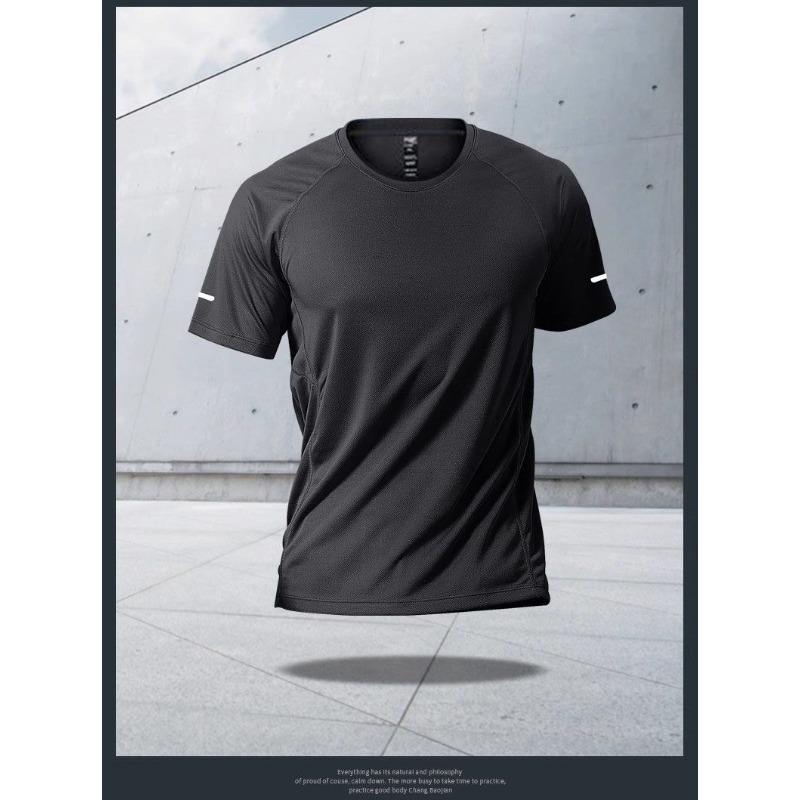 Men's Breathable Ice Silk Sports T Shirt Quick Dry Crew Neck Short Sleeve Top Running Training Gym Wear