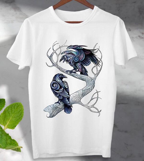 

Hugin and Munin T Shirt Ravens Norse Mythology Viking Unisex Men s Ladies Top XL