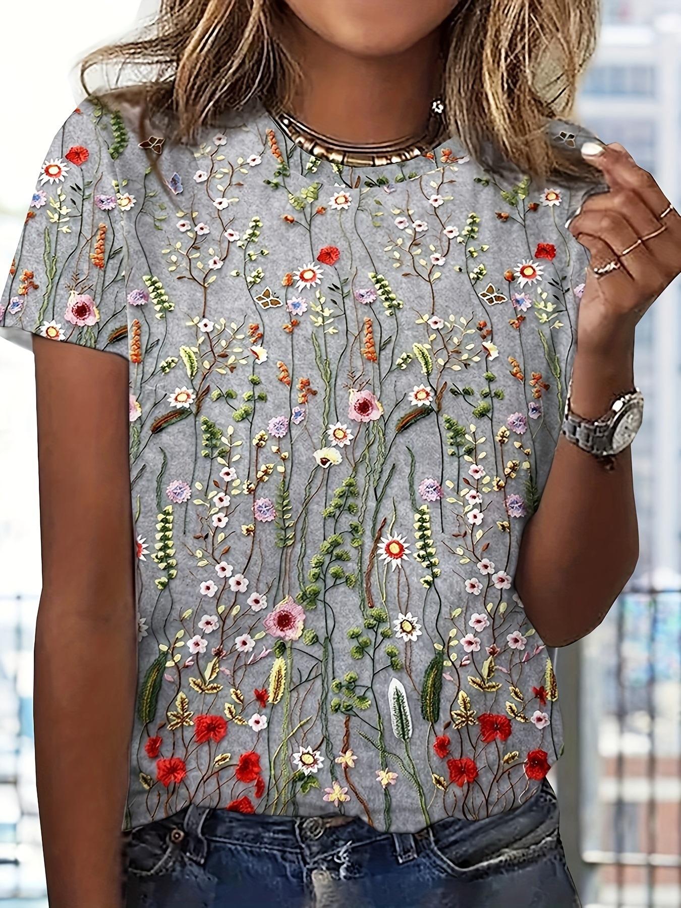 New women s round neck short sleeved T-shirt with 3D digital printing, popular summer print top KTB S