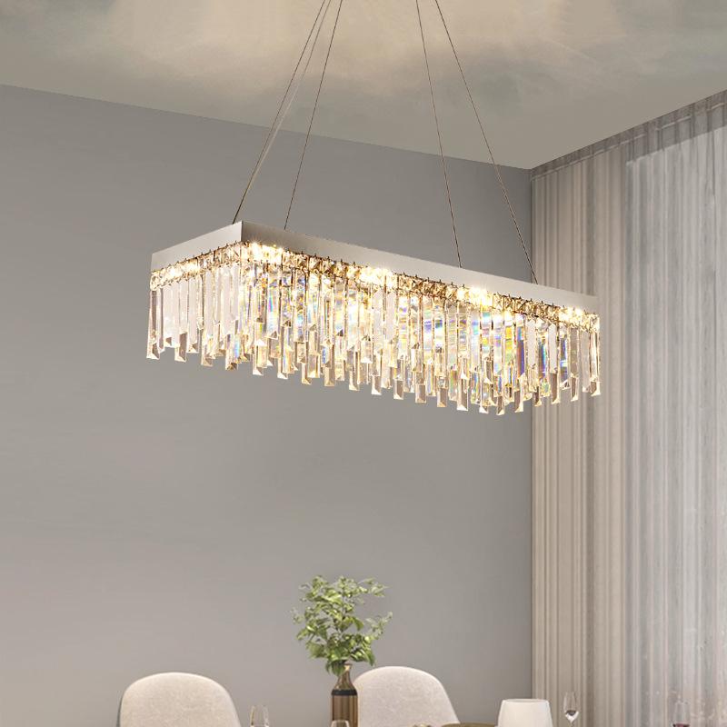Luxury LED Crystal Ceiling Light: Round & Rectangular Dimmable Pendant for Living Room, Dining Room, Bedroom, Hall.