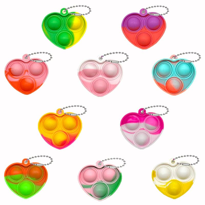 30Pcs Mini Pop Fidget Stress Relief Toys Bubble Squeeze Keychain Toys for Kids Adults Decompression Reduce Pressure Gifts