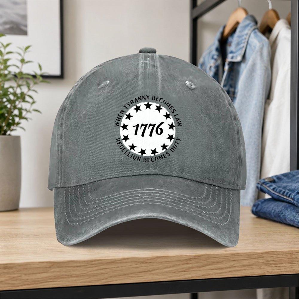 1pc Vintage 1776 Slogan Washed Baseball Cap Classic Casual Unisex Allseason Dad Hat Adjustable Size Suitable For Outdoor Spo