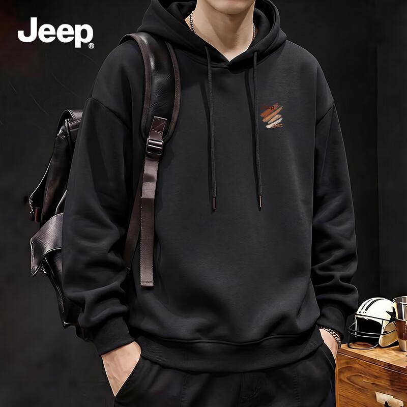 JEEP Men's Heavyweight Loose-Fit Hooded Sweatshirt