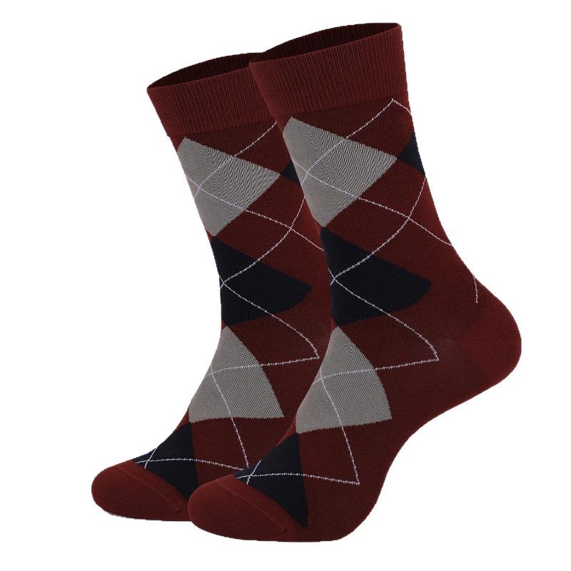 Men's Spring and Autumn New Thick Business Diamond Grid Commuting Office Socks