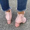 2021 Summer & Spring Women's PU Leather Boots with Thick Heels & Zipper