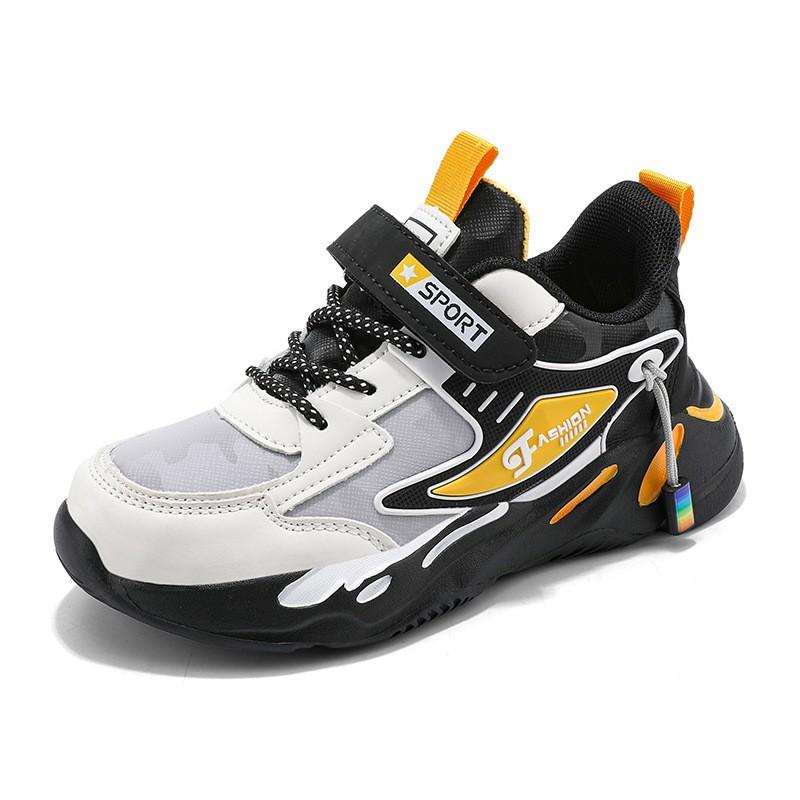 Kids Lightweight Running Shoes Boys Girls Non-Slip Soft Sole Waterproof PU Upper Mesh Lining School Outdoor Sport Sneakers