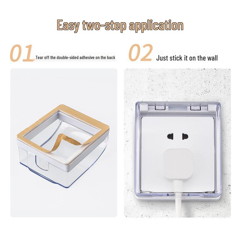 Waterproof Self-Adhesive Switch Cover - 86 Type Splash-Proof Socket Protector for Home/Bathroom.