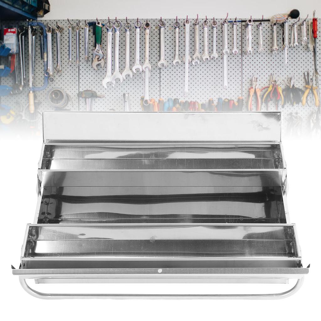 Cantilever Tool Box 2 Tier 3 Tray Stainless Steel Portable Expandable Tool Storage Box for Home Auto