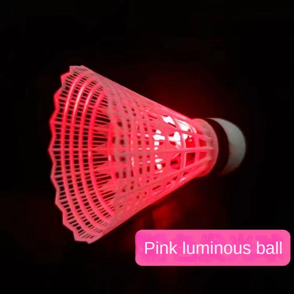 Glowing badminton with high elasticity and durable windproof feather nylon ball for luminous night.