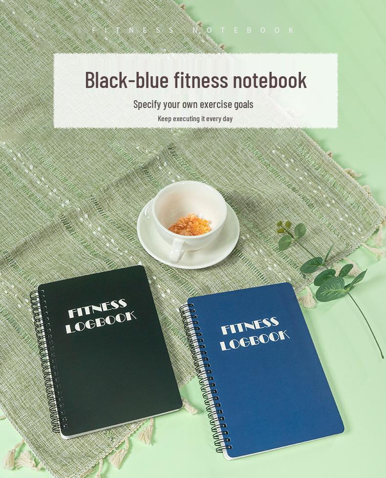 English Daily Fitness Plan & Exercise Check-in A5 Coil Notebook