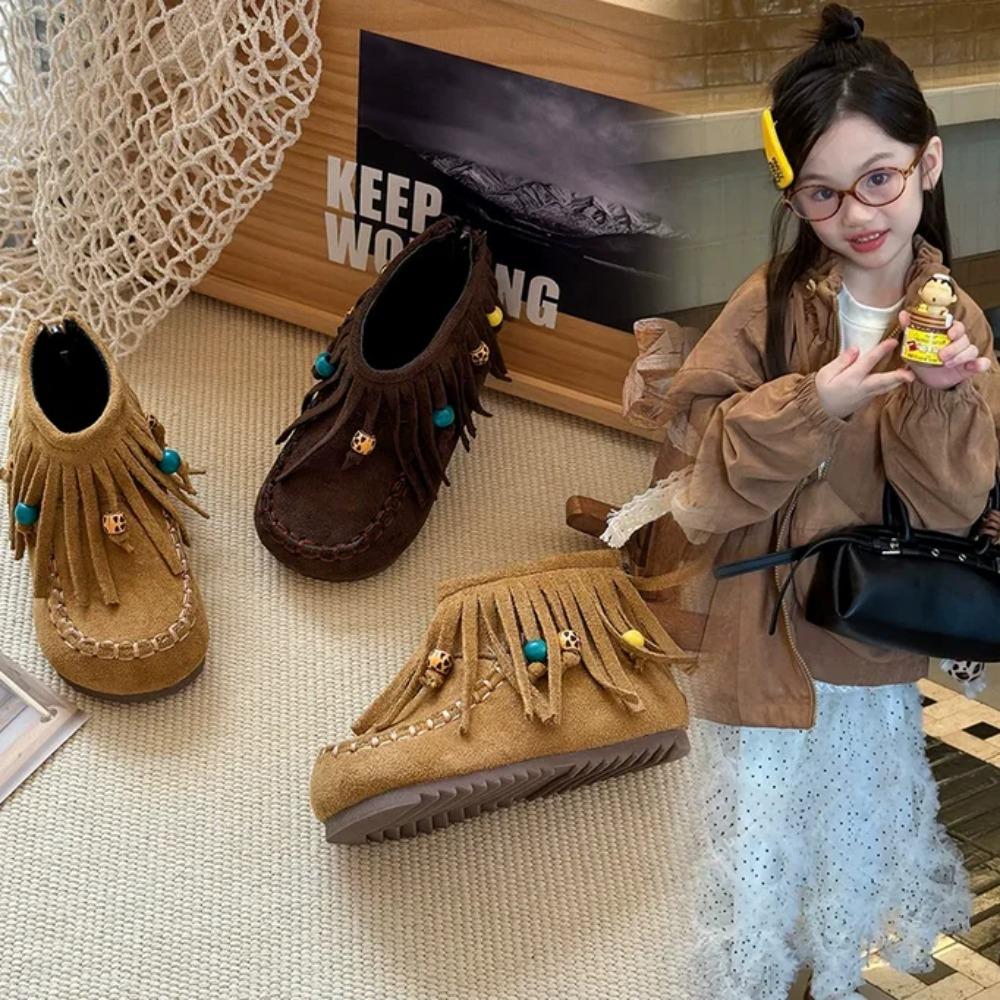 Children Ankle Boots Tassels Girls Short Boots Round Toes for Autumn Winter Kids Princess Boots Soft Bottom