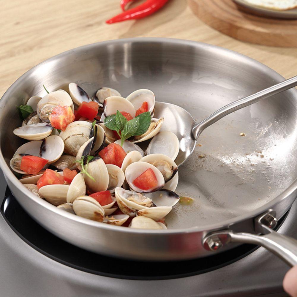 Flat Bottom Frying Wok Nonstick Fried Steak Pot Kitchen Cookware Stainless Steel Frying Pan  Home