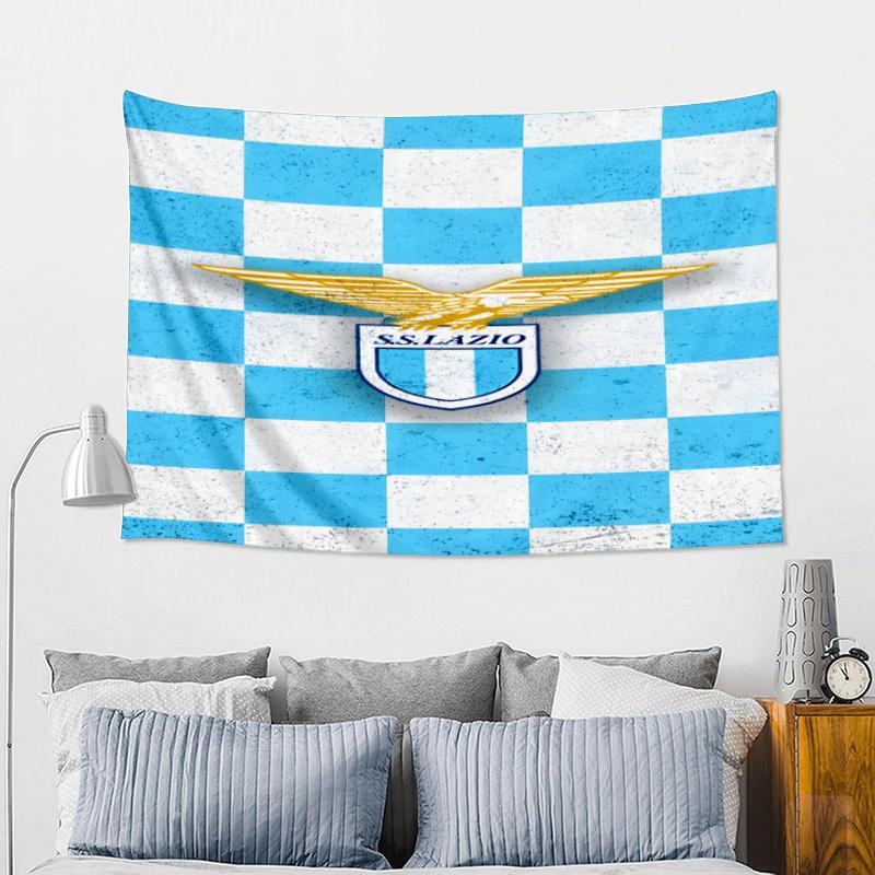 Lazio Football Crest Printed Tapestry, Fabric Tapestry Wall Hanging Decoration for Bedroom, Living Room, Dorm Room Home Party Fan Gifts
