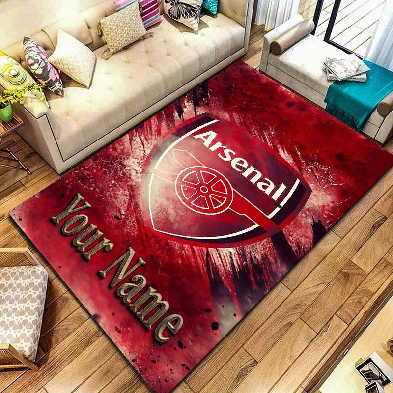 Tapis Arsenal F Nom Personnalisé pour Salon Chambre Maison Décoration Canapé, Tapis de Sol Antidérapant pour Jouer aux Enfants