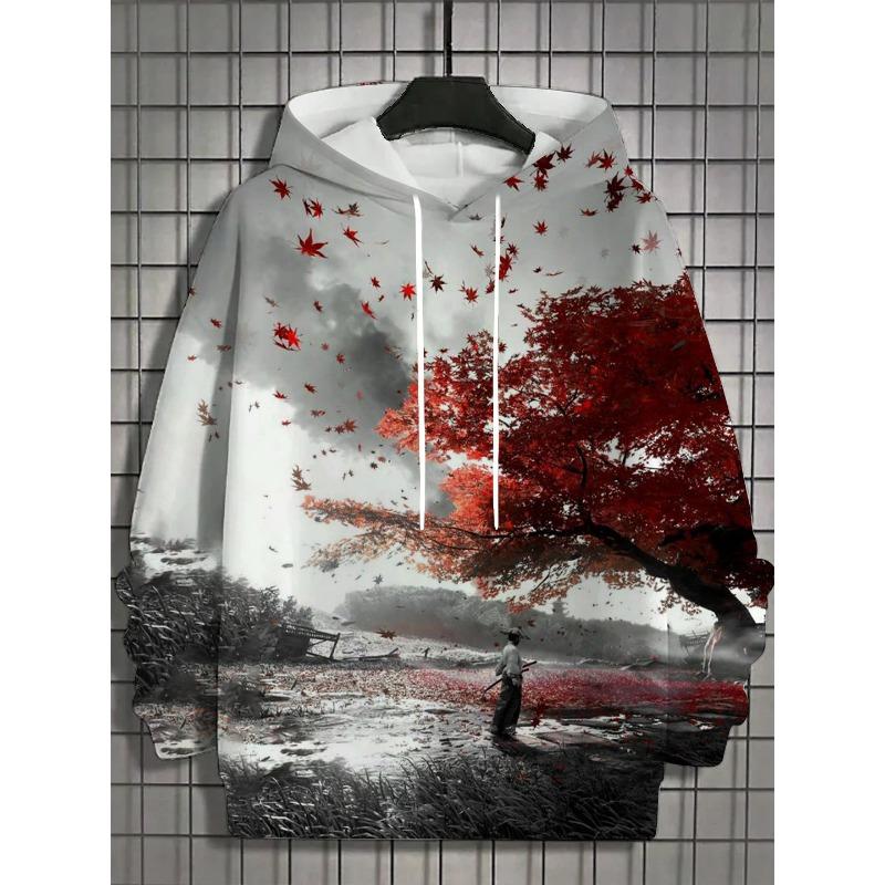 2025 Autumn Men's 3D Japanese Samurai Print Hoodie Men's and Women's Casual Fashion Men's Hoodie Street Men's Tops