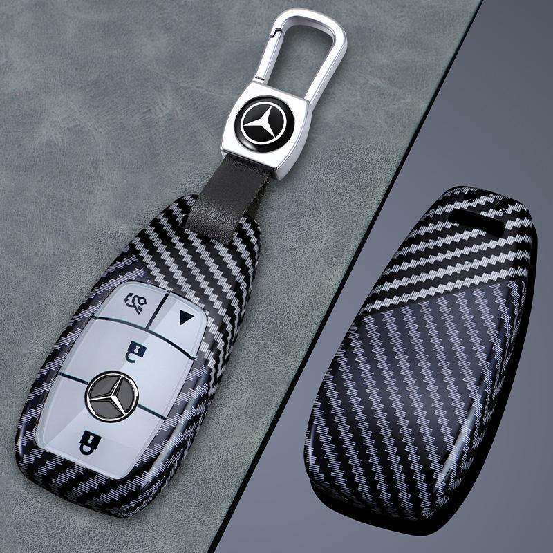 Carbon Fiber Car Key Case Cover Holder Shell For Mercedes Benz A C E S G Class GLC CLE CLA GLB GLS W177 W205 W213 W222 X167 AMG JS1