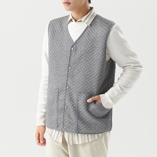 Men Waistcoat V-Neck Sleeveless Single-Breasted Vest Coat Solid Color Velvet Lined Warm Vest Jacket with Pockets