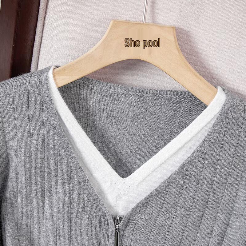 Women's Faux Two-Piece Color Block V-Neck Knit Top