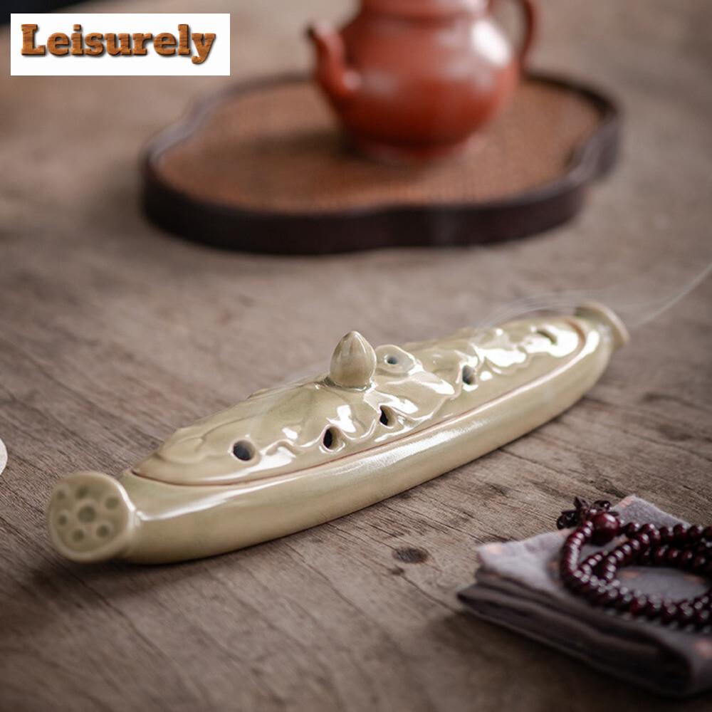 Lotusblatt Räucherbox Linienräucherstäbchenhalter Keramik Räuchereinsatz Haushalt Aromatherapie Ofen Schreibtisch Dekoration Zubehör