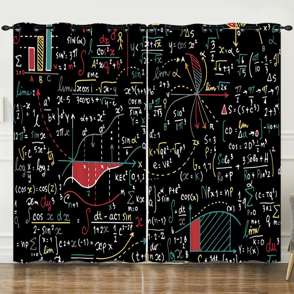 Zasłona Geometryczna Wzór Liczbowy Drukowanie Cyfrowe 3D Zasłona zaciemniająca Przelotki