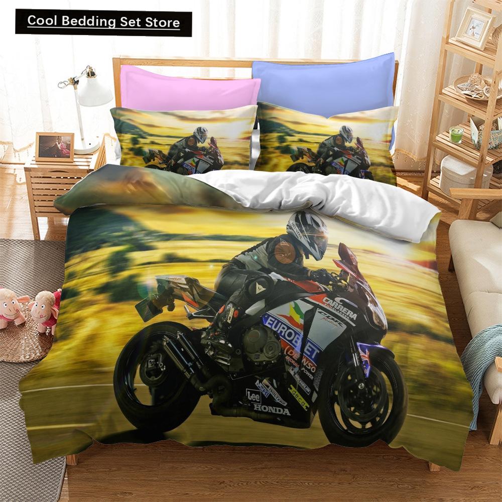 Fashion Motorcycle 3D Duvet Cover Bedding Set Comforter Linen Pillowcases Quilt Cover Home Decor Single Double Twin King Queen