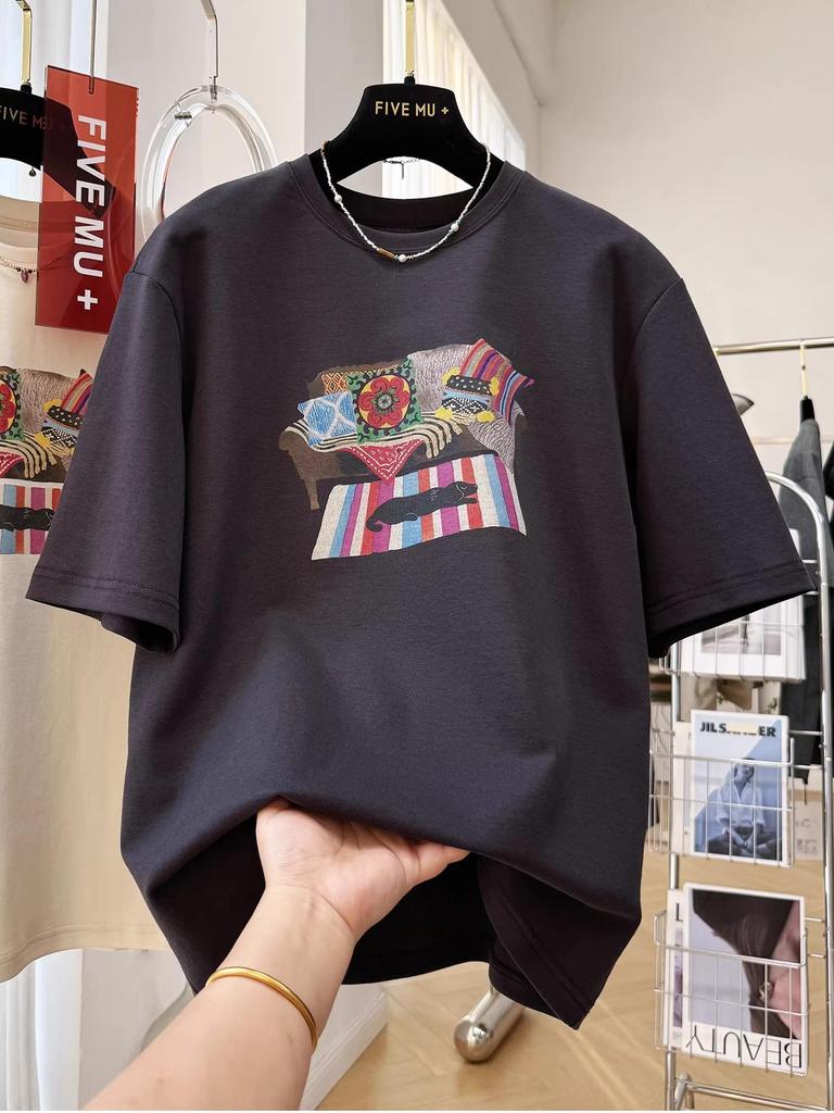 Women's Printed Loose Casual Short-Sleeve T-Shirt for Spring/Summer