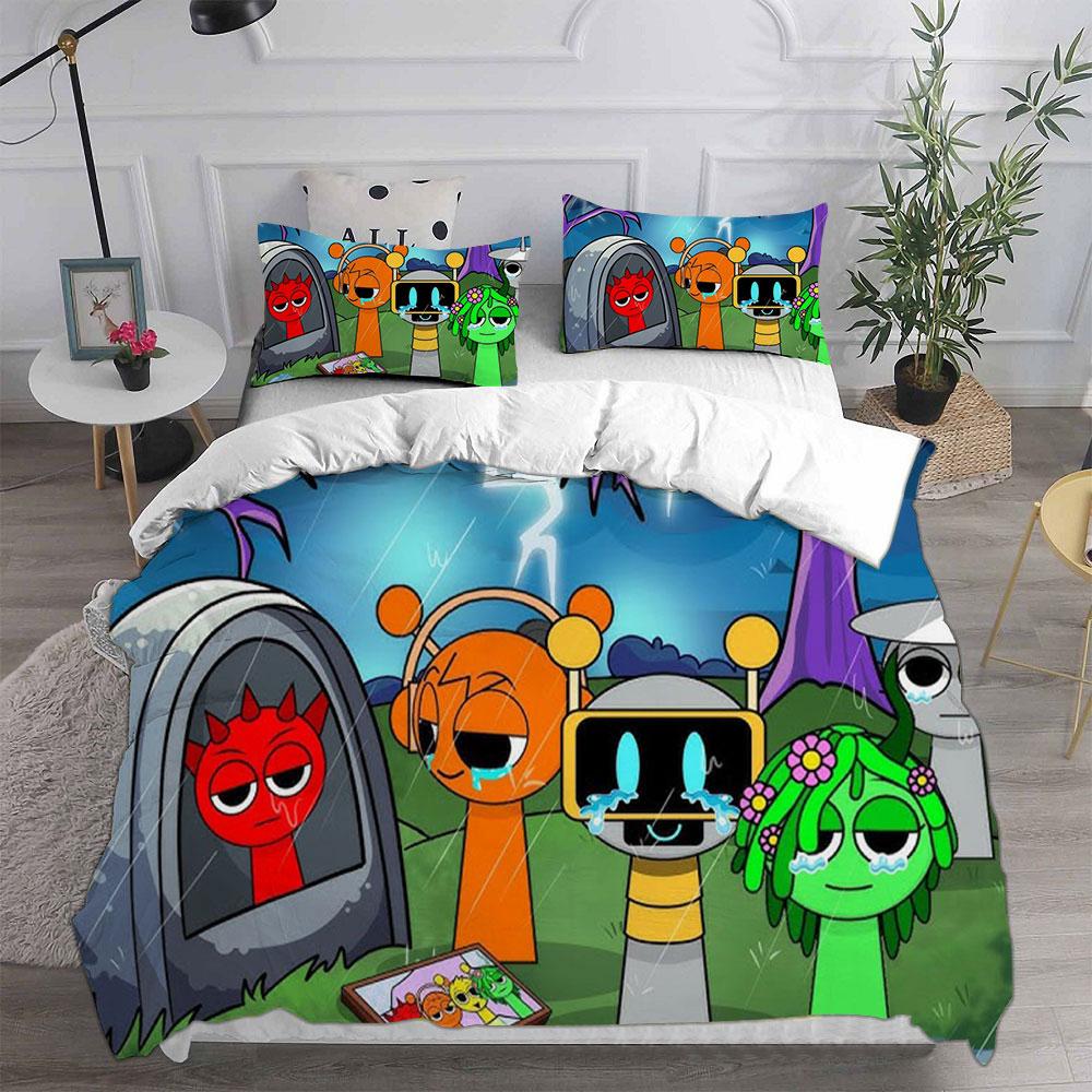 

Sprunki Bedding Sets Soft Bed Cover Comforter Duvet Cover Pillow Case 2-3 Pieces Sets Teenagers Children s Gifts Bedroom Decor EU Single 135x200cm