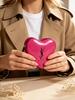 YSL Makeup Peripheral Heart‑Shaped Patent Mini Zipper Cosmetic Pouch with Wrist Strap, Portable Storage for Lipstick, Earphones, Keys