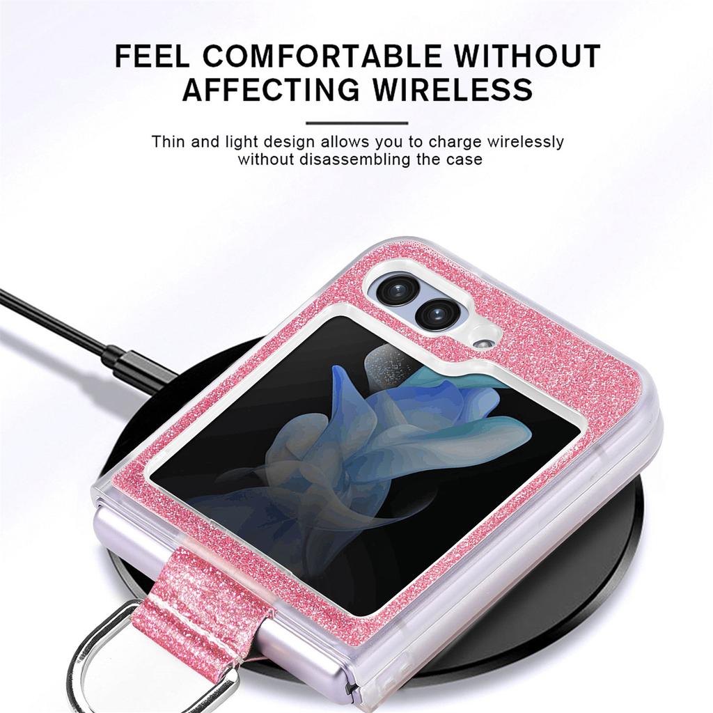 Für Samsung Galaxy Z Flip7 FE 5G/Z Flip6 5G Hülle Leder+PC Glitzer Handyhülle Strass Ringhalter