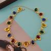 Colorful Retro European & American Oval Resin Necklace - Bohemian Hip-Hop Style Sweater Chain for Women