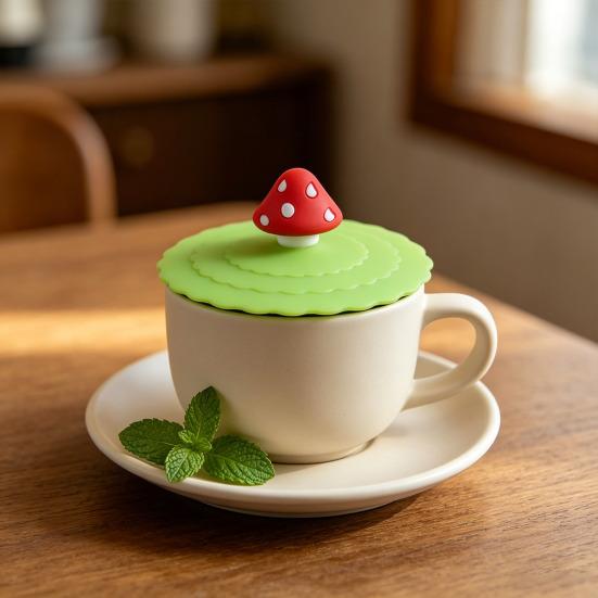5Pcs Silicone Cup Lid Leak-Proof Heat-Resistant Cover for Glass Mugs Coffee Cups Food-Grade Odorless Cute Kitchen Accessory for Home