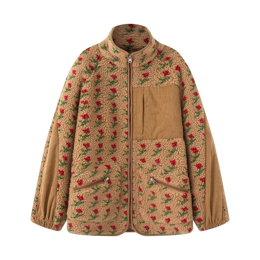 Women's Faux Suede Button Jacket Oversized Gathered Hem Short Length Coat Casual Vintage Outerwear With Pockets